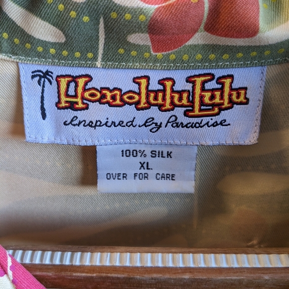 Women's Hawaiian shirt 100% silk, with beads around the big flowers size XL - Picture 3 of 7